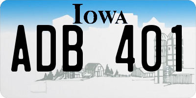 IA license plate ADB401