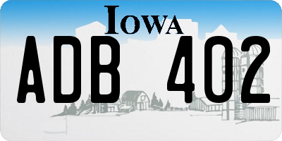 IA license plate ADB402