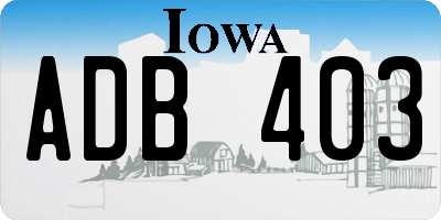 IA license plate ADB403