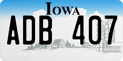 IA license plate ADB407