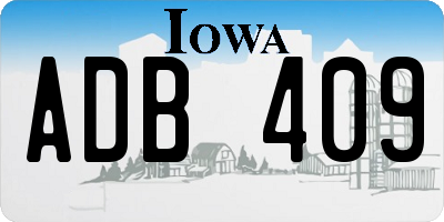 IA license plate ADB409