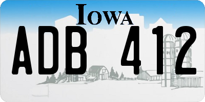 IA license plate ADB412