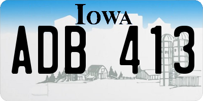 IA license plate ADB413