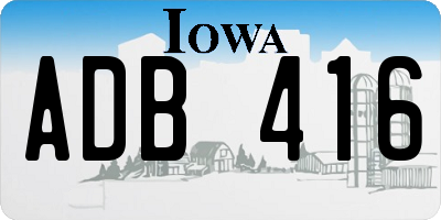 IA license plate ADB416