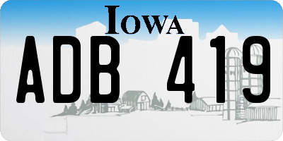 IA license plate ADB419