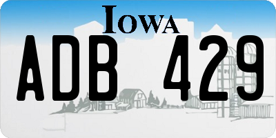 IA license plate ADB429