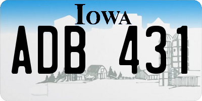 IA license plate ADB431