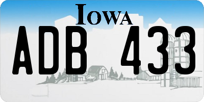 IA license plate ADB433