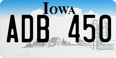 IA license plate ADB450