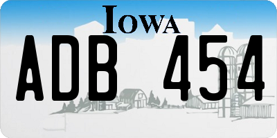 IA license plate ADB454