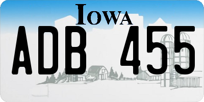IA license plate ADB455