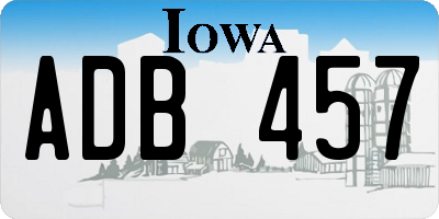 IA license plate ADB457