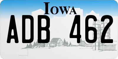IA license plate ADB462