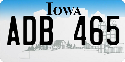 IA license plate ADB465