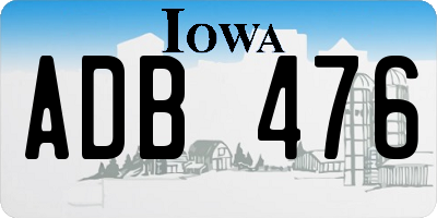 IA license plate ADB476