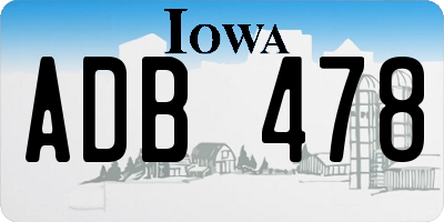 IA license plate ADB478