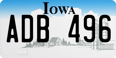IA license plate ADB496