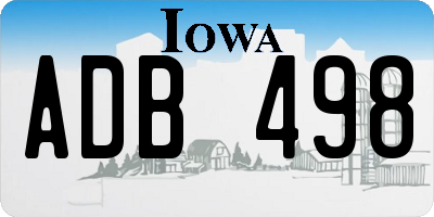 IA license plate ADB498