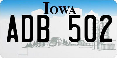 IA license plate ADB502