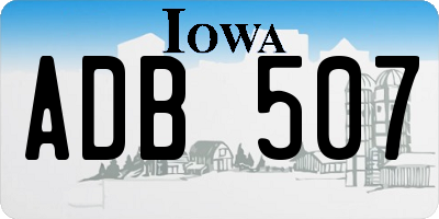 IA license plate ADB507