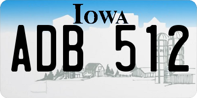 IA license plate ADB512