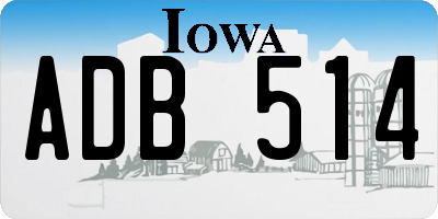 IA license plate ADB514