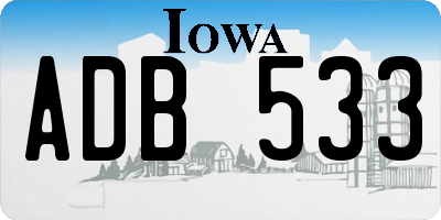 IA license plate ADB533