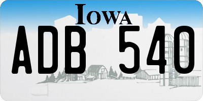 IA license plate ADB540