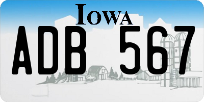 IA license plate ADB567