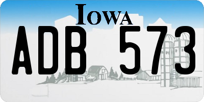 IA license plate ADB573