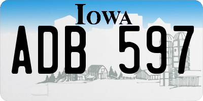 IA license plate ADB597