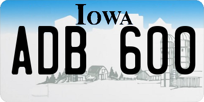 IA license plate ADB600