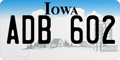 IA license plate ADB602