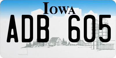 IA license plate ADB605