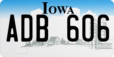 IA license plate ADB606