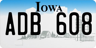 IA license plate ADB608