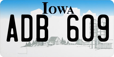 IA license plate ADB609