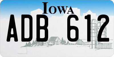 IA license plate ADB612