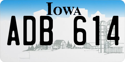 IA license plate ADB614