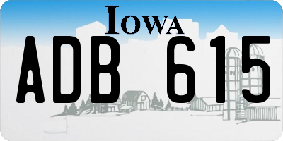 IA license plate ADB615