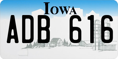 IA license plate ADB616