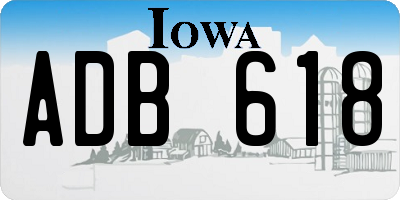 IA license plate ADB618