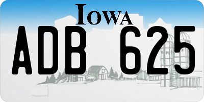 IA license plate ADB625