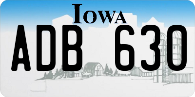 IA license plate ADB630