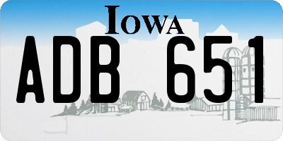 IA license plate ADB651