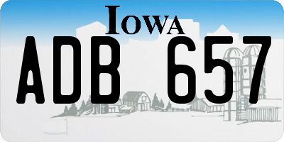 IA license plate ADB657