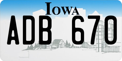 IA license plate ADB670