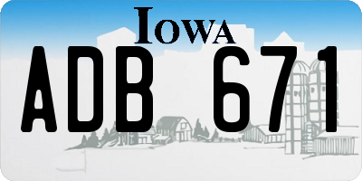 IA license plate ADB671