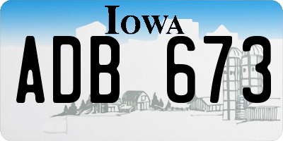 IA license plate ADB673