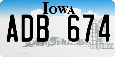 IA license plate ADB674